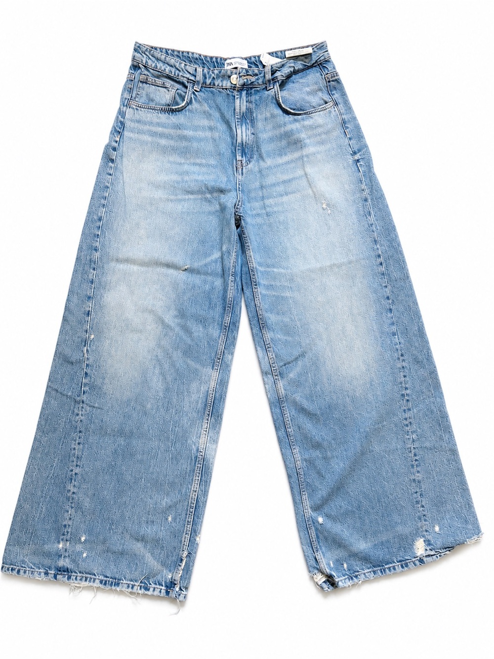 Zara Light Blue Wide-Leg Denim Jeans